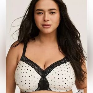TORRID NWT Polka Dot - Dream Wire-Free Lightly Lined Push-Up Bra 48DD Everyday